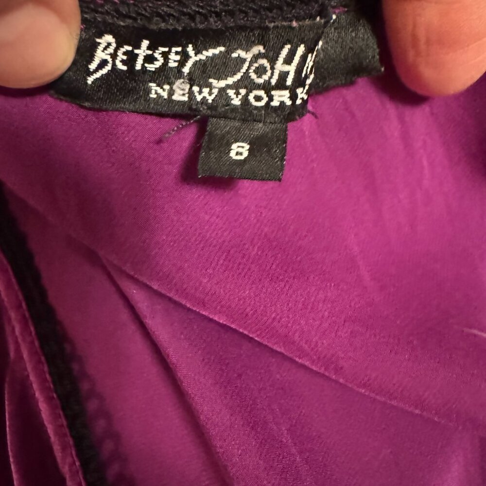 Vintage Betsey Johnson 90s/Y2K Fuschia silk bias cut milkmaid dress - Picture 4 of 4